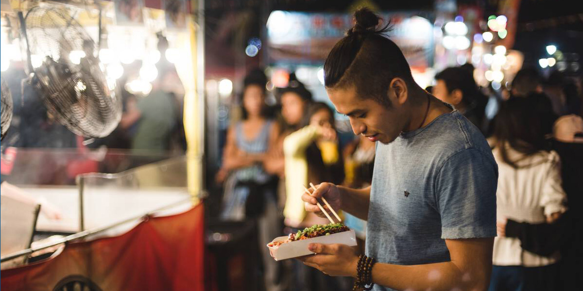 Attendee at the Richmond Night Market in Richmond, BC