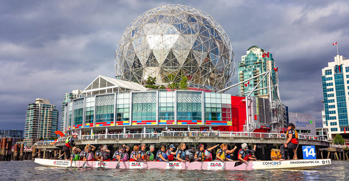 Dragon Boat Festival in False Creek with Science World